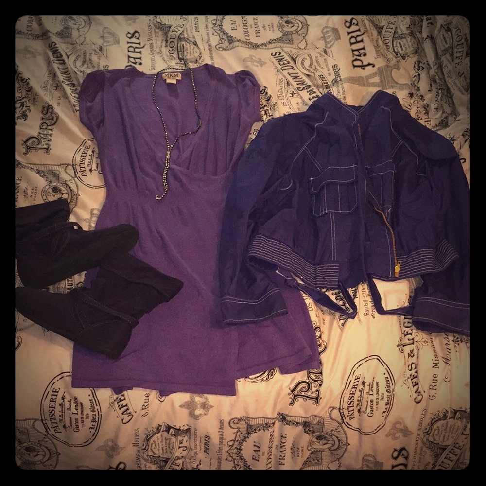 Purple Bundle shoes, shirt &Jacket